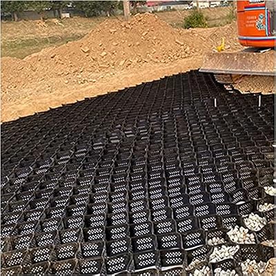 RAN Garden Retaining Wall Grid Stabilizer Ground Grid Roadbed Geogrid Polyethylene Permeable Paver System, Earthwork Honeycomb Ground Grid for Embankment Reinforcement (Size : 6x8m/19.7x26ft)