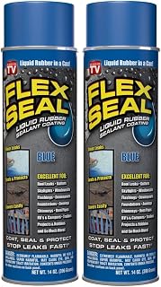 Flex Seal, 14 oz, 2-Pack, Blue, Stop Leaks Instantly, Waterproof Rubber Spray On Sealant Coating, Perfect for Gutters, Wood, RV, Campers, Roof Repair, Skylights, Windows, and More
