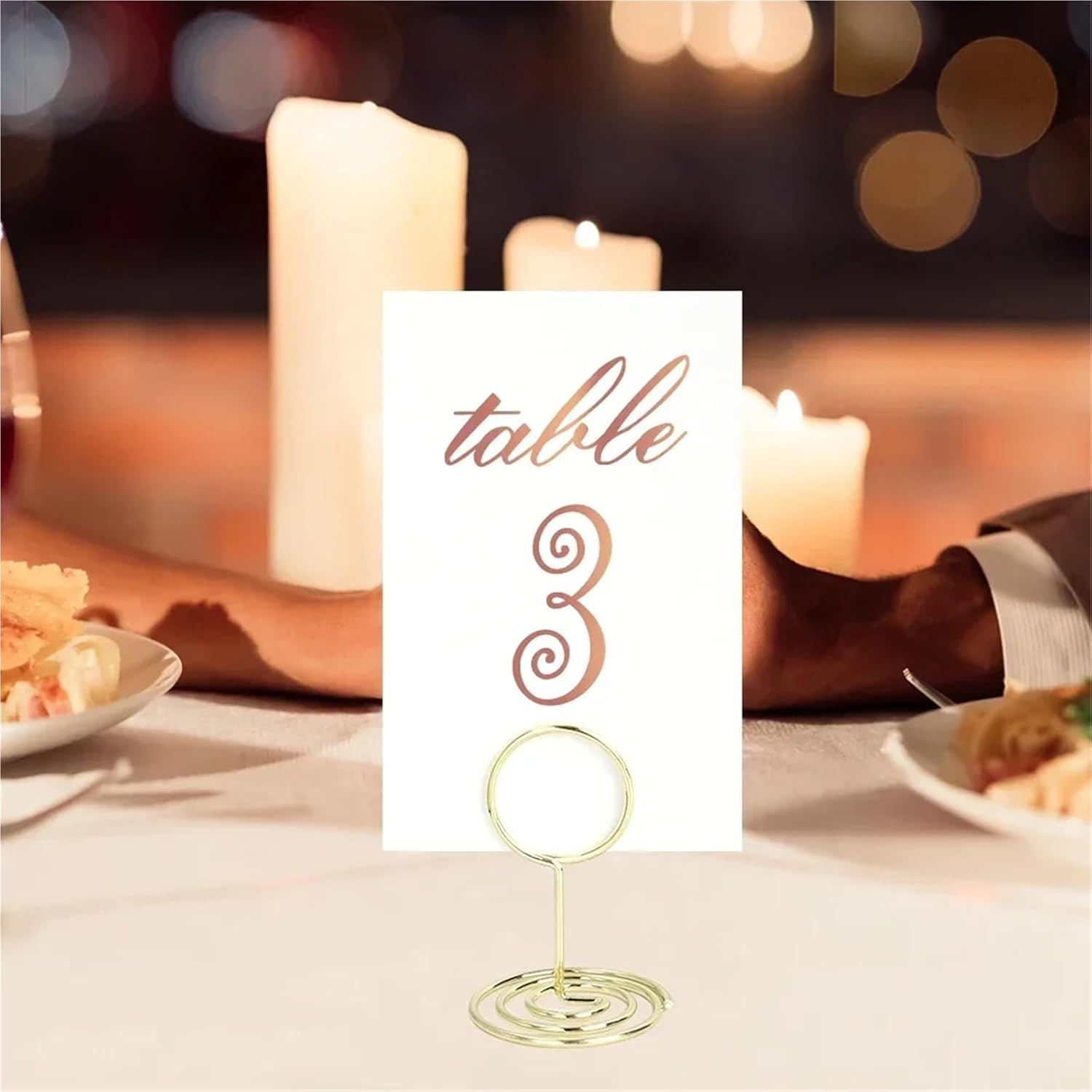 Table Number Holder 100pcs Metal Place Card Holders Photo Clip Stands Wedding Table Number Name Sign Stand Birthday Party Home Decoration Supplies For Anniversary Party(Mix Shape)