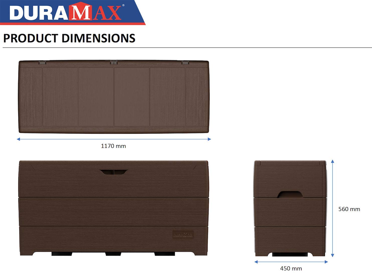 Duramax - Arcón baúl - 270 L - PVC - color gris antracita - con ruedas