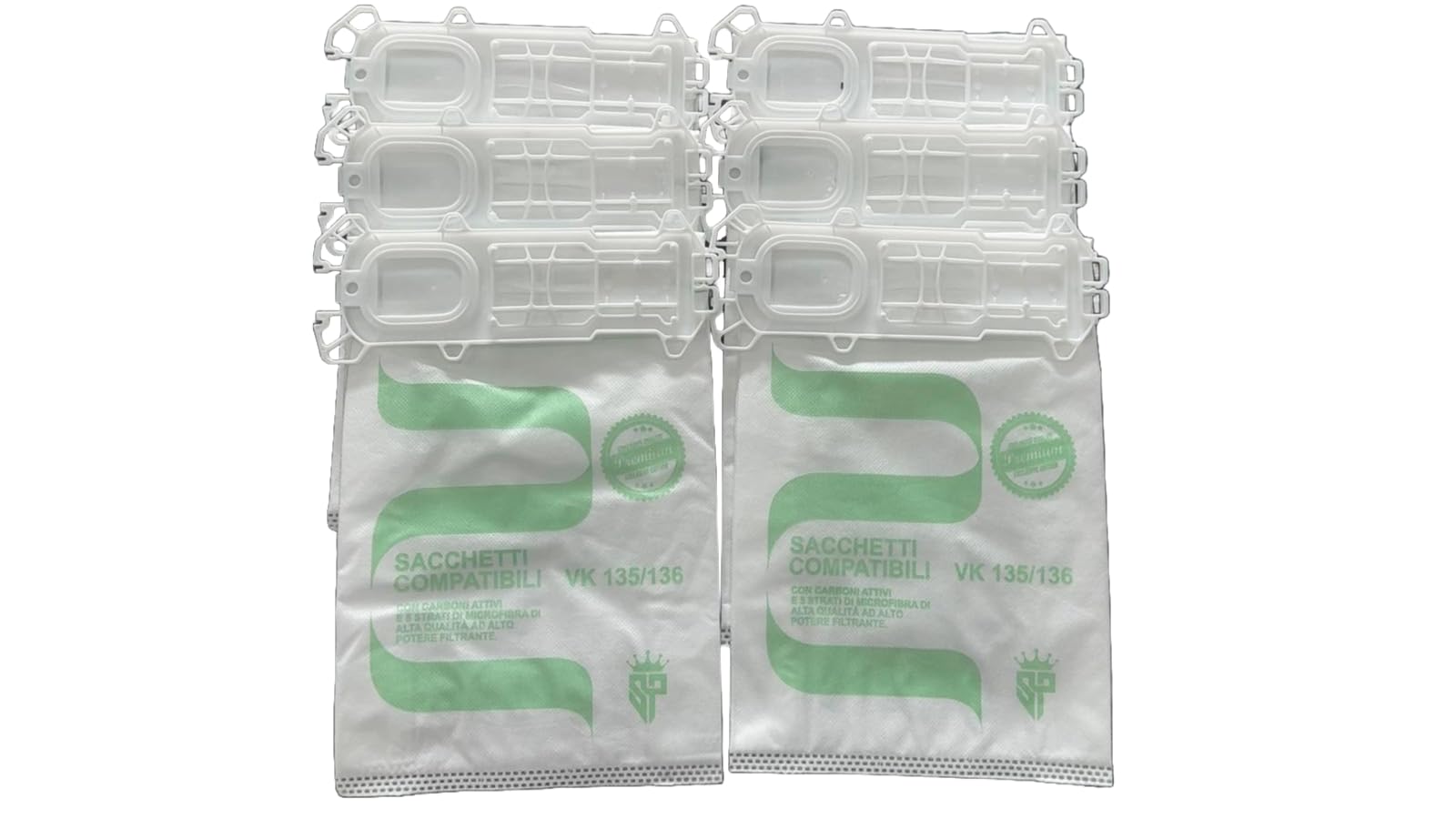 6 Sacchetti Profumati Per Vorwerk Folletto VK135 VK136 - Filtrazione Alta, Made In Italy - Foto 5