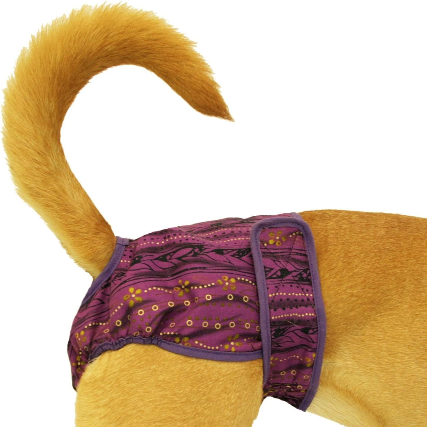 Seasonals Washable Dog Diaper, Fits Petite Dogs, Purple Batik