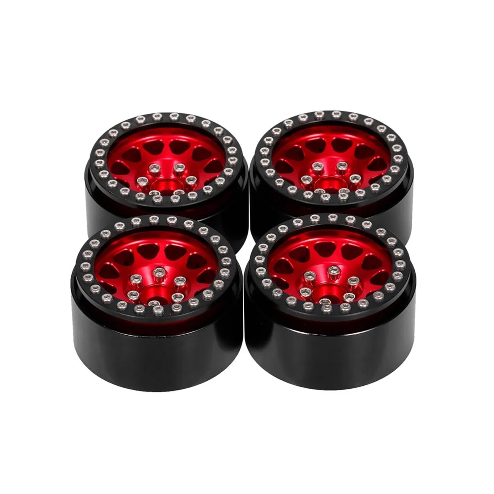 RC Pneus Jante Compatible avec Traxxas pour Hsp pour Redcat pour pour Tamiya pour Axial SCX10 pour HPI 4 Pièces en Métal 1.9 Beadlock Jante De Roue Moyeu Pièces De Voiture RC