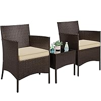 Yaheetech Set Mobili da Giardino 2 Poltrone e 1 Tavolino in Rattan PE Impermeabile