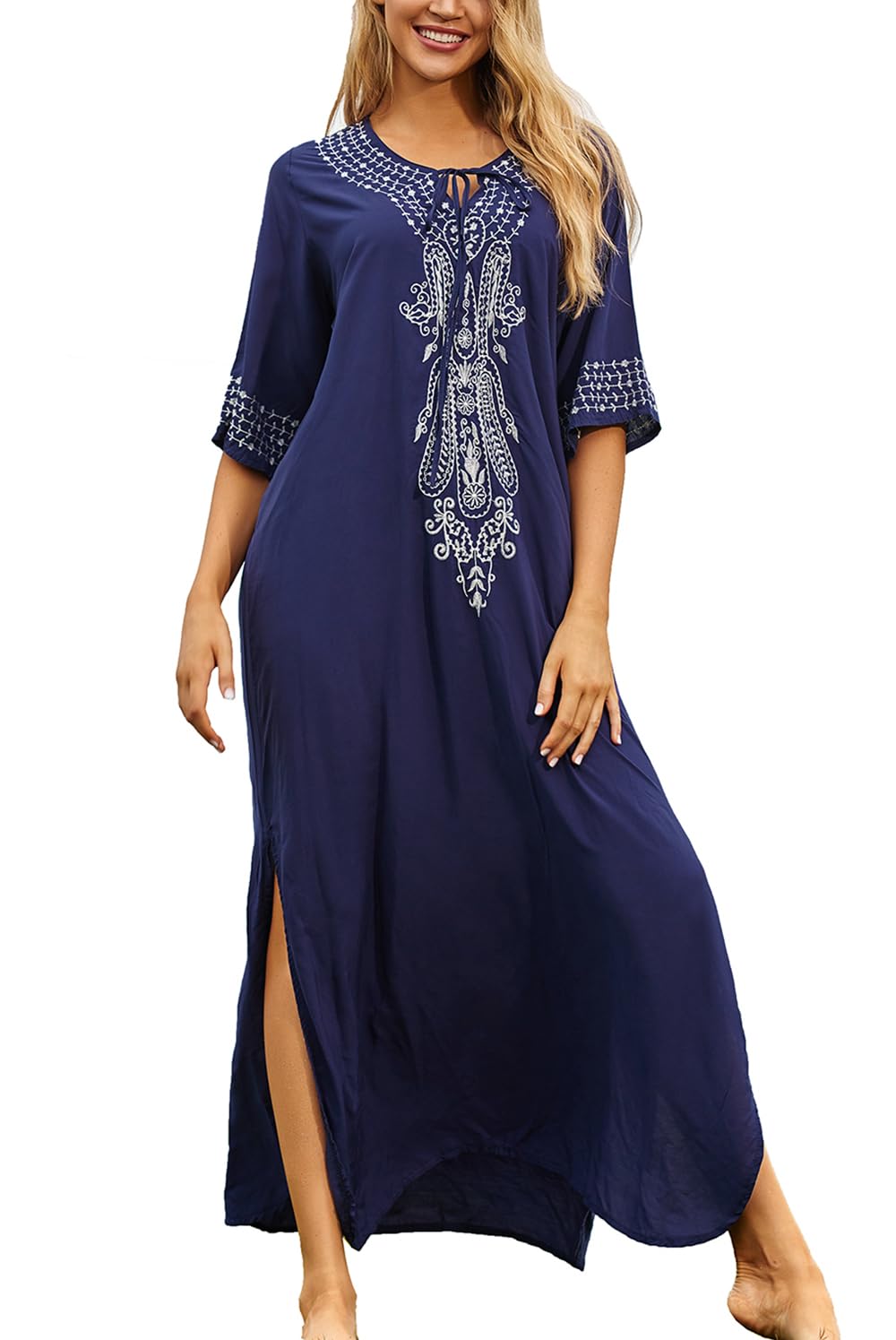 Women Roomy Nightgown Long Loungewear Cardigan Kimono Beach Dress Bikini Cover ups Tops