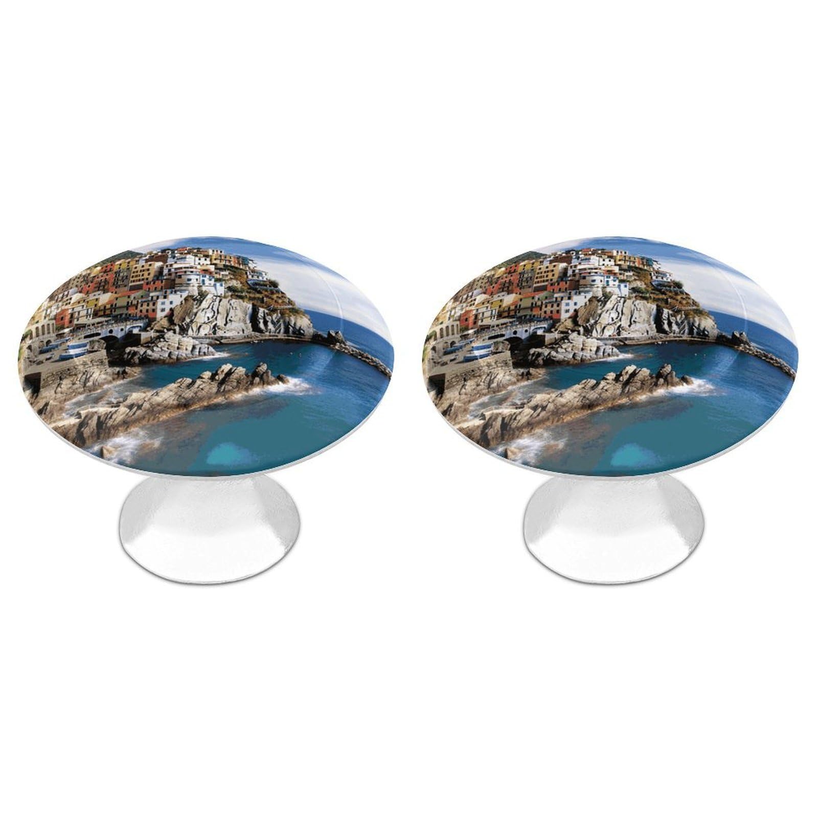 Btcowzrv Style Cinque Terre Scenery 2 Pack Cabinet Knobs Drawer Pulls