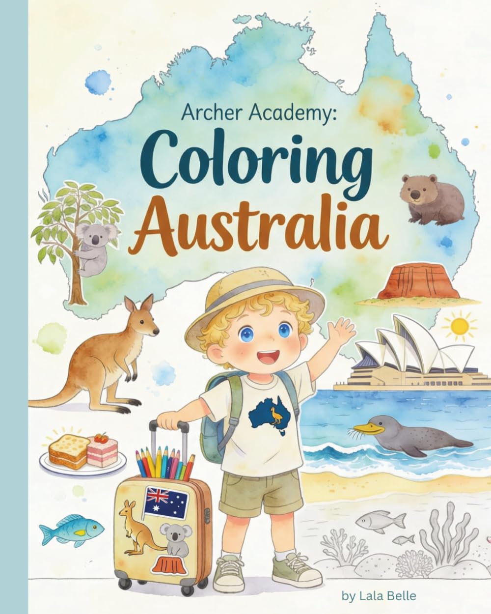 Archer Academy Coloring Australia: Learning by Coloring Australian Geography, Animals, Food, and Landmarks for Kids Ages 3-12