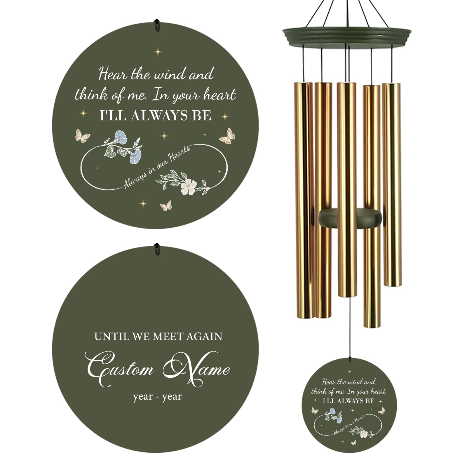 Personalized Memorial Wind Chimes for Loss of Loved One, Funeral Keepsake