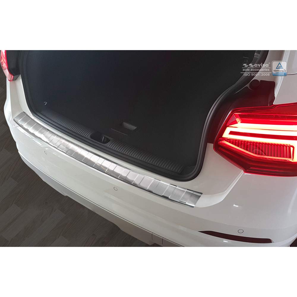 Avisa Edelstahl Heckstoßstangenschutz kompatibel mit Audi Q2 2016-2020 'Ribs', Silber