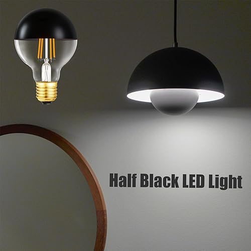 Miniatura 5 de Leools Bombillas LED medio negras, regulables de 6 W (equivalente a 60 vatios), bombillas Edison de 4000 K, luz blanca diurna de 4000 K, bombillas