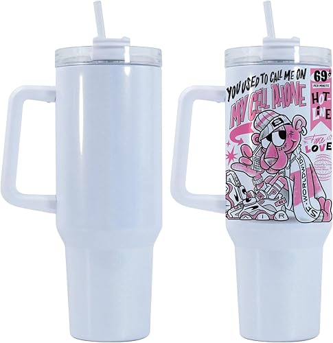 Miniatura 6 de AGH Paquete de 20 vasos de sublimación de 40 onzas con popote y tapa de acero inoxidable, aislamiento de doble pared al vacío reutilizables con asa