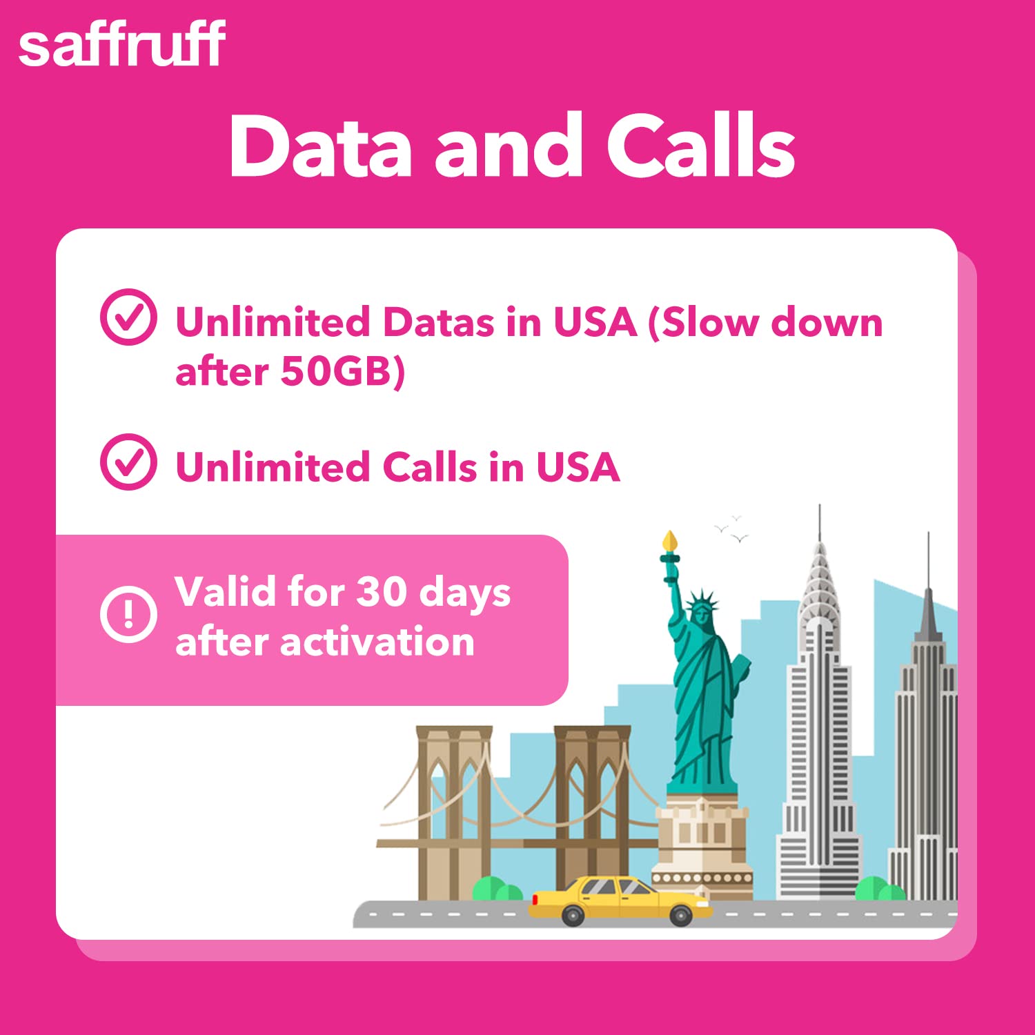 T Mobile Prepaid SIM-Karte USA – Unbegrenzte Daten 4G/LTE Gespräche 30 Tage Hotspot Triple Cut 3 in 1
