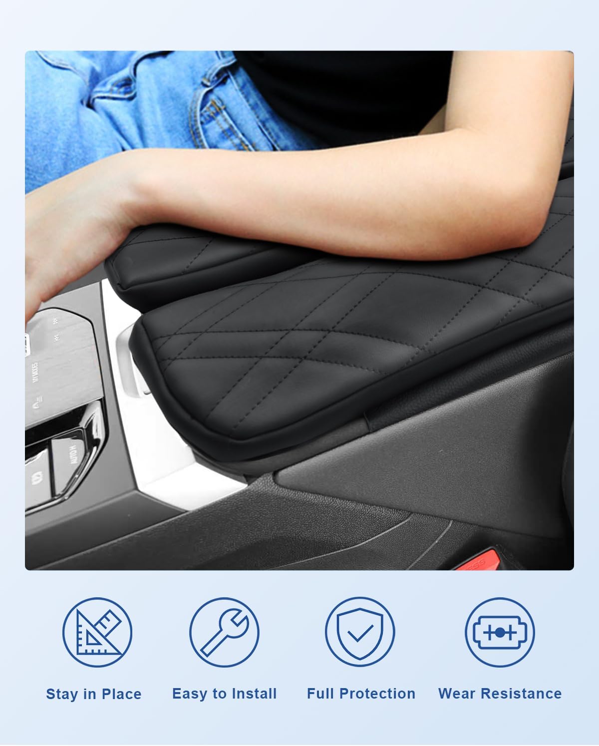 CDEFG 2Pcs for 2022-2025 BMW iX Center Console Cover for 2022-2025 BMW iX Accessories Armrest Cover 2022-2025 iX Middle Console Pad Arm Rest Cushion Leather Cover