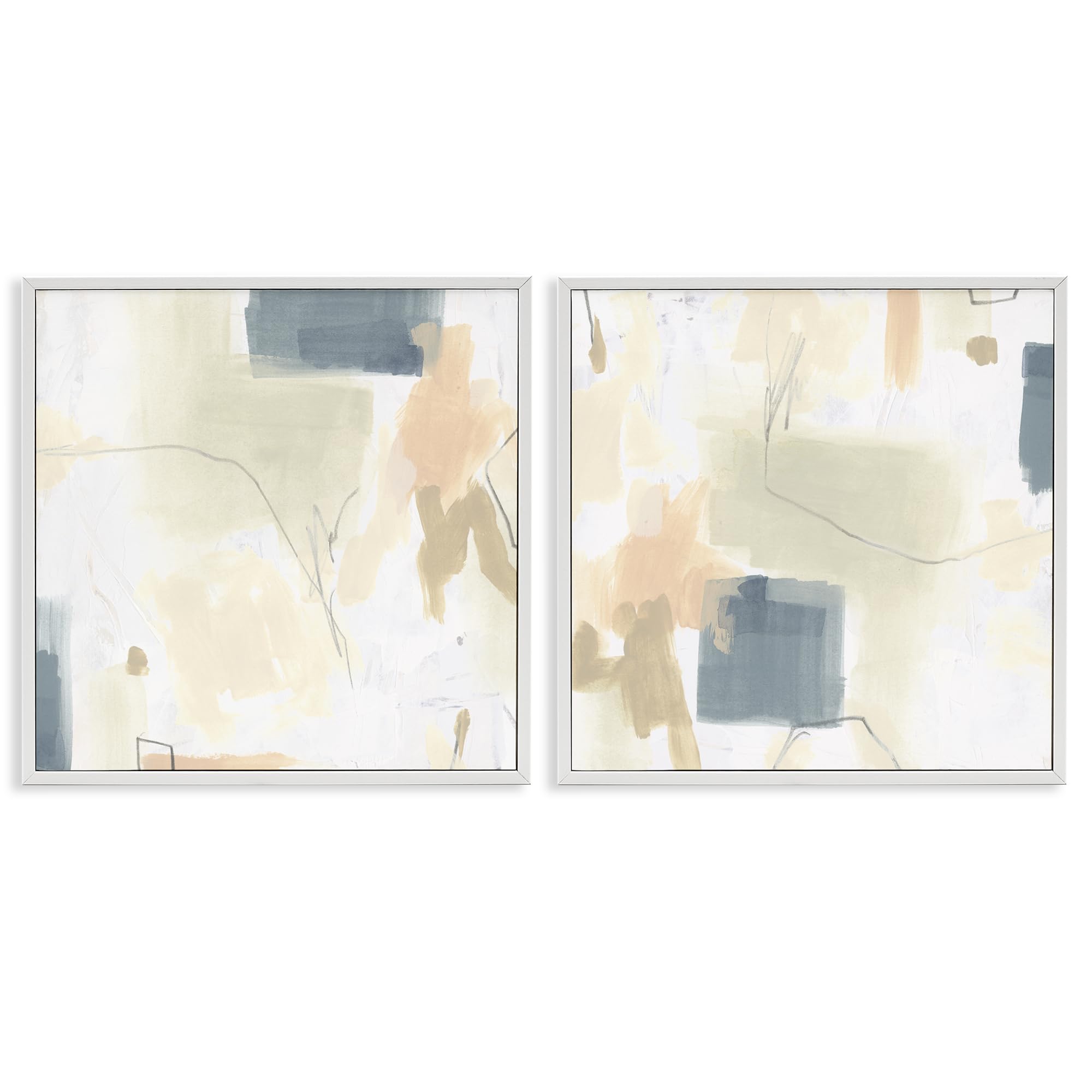 Stupell Industries Muted Plaster Line 'Muted Plaster Line'| 2Pc Framed Giclee Art Set 2