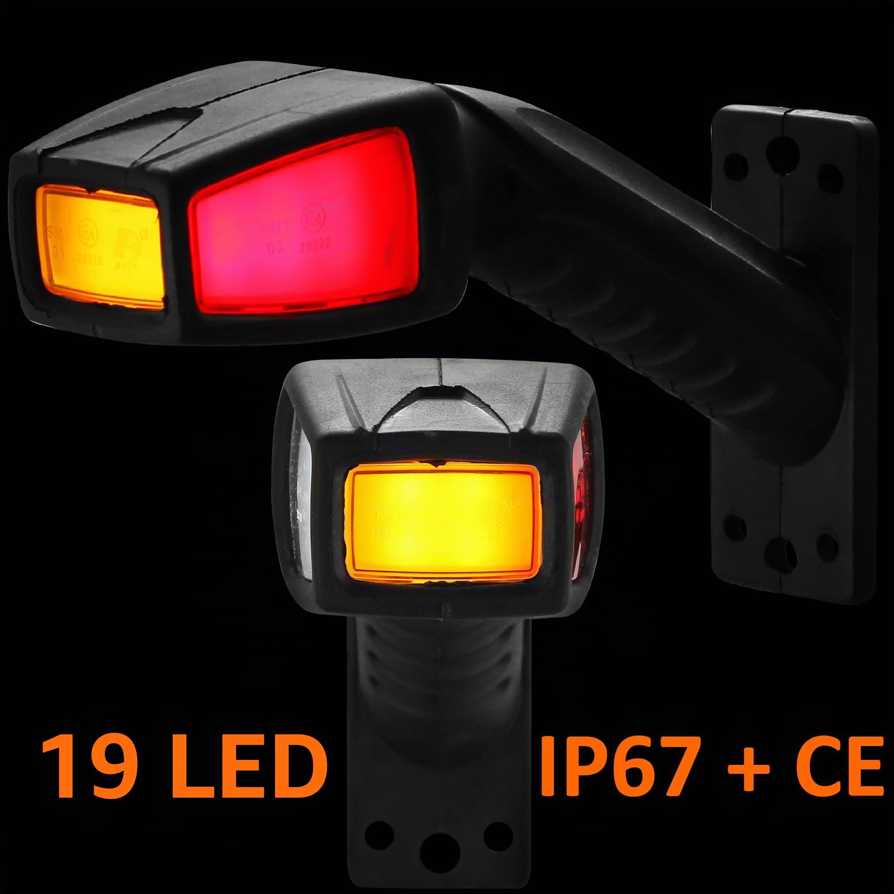 Lot de 2 Feux de Gabarit LED Caoutchouc Feu de Gabarit Latéral Feux d'encombrement LED Feu de Position Voiture Camion Caravane Lumière Blanc Rouge Orange ECE Etanche