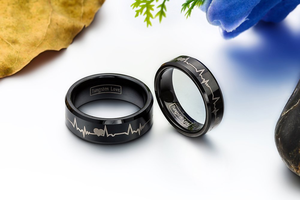 JewelryWe Schmuck 1 Paar Ringe Wolfram Wolframcarbid Partnerringe Freundschaftsringe Eheringe Trauringe Verlobungsringe Hochzeit Band, mehrere Modelle