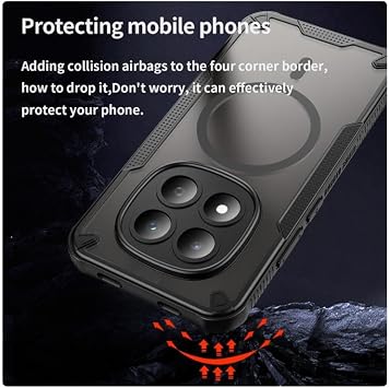 Rongep Xiaomi Redmi Note 15 Pro 5G için Kılıf Fusion-Rugged Manyetik [MagSafe ile Uyumlu] Kamera Yükseltili Arkası Yarı Mat Tasarımlı Güçlü Manyetikli Redmi Note 15 Pro 5G Kılıf (Siyah)