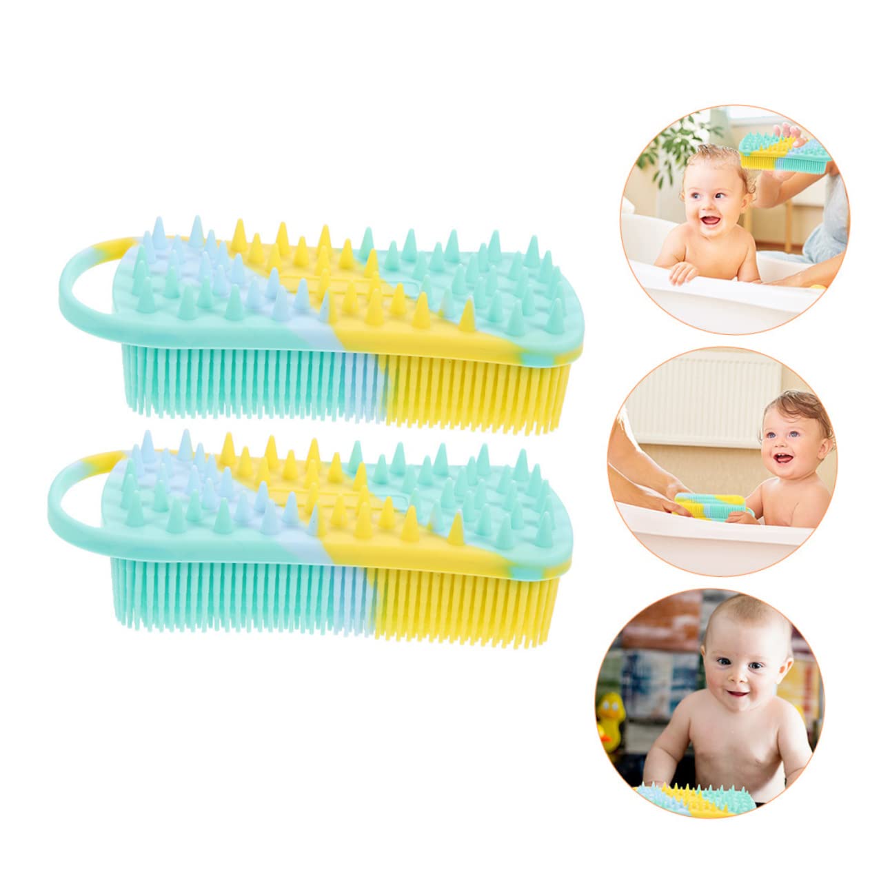MERRYHAPY Infant Scalp Massager Brush Set Soft Silicone Baby Shower Brush for Gentle Cleaning Massaging