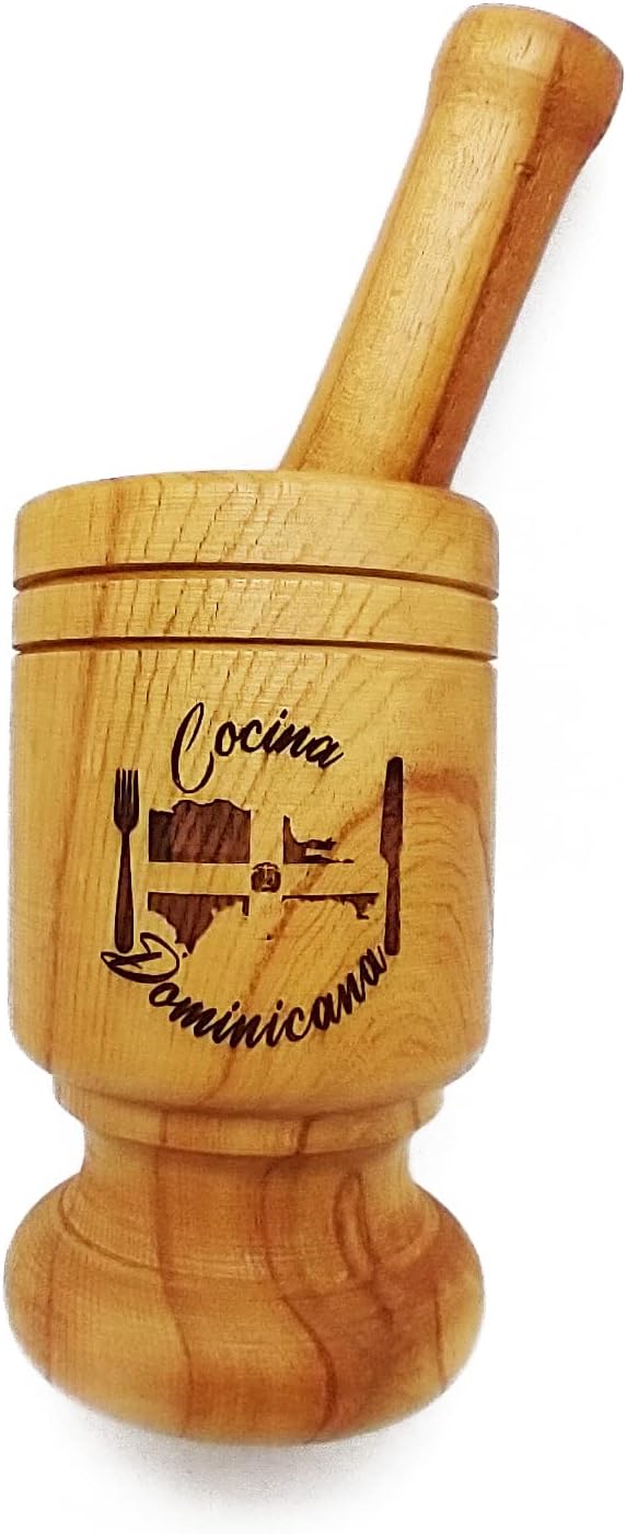 Heavy Duty Wood Mortar with Dominican Republic Flag engraved Pilón Dominicano con Bandera Dominicana, Dominican Republic Souvenir. Pilon Dominicano, Pilon de Republica Dominicana