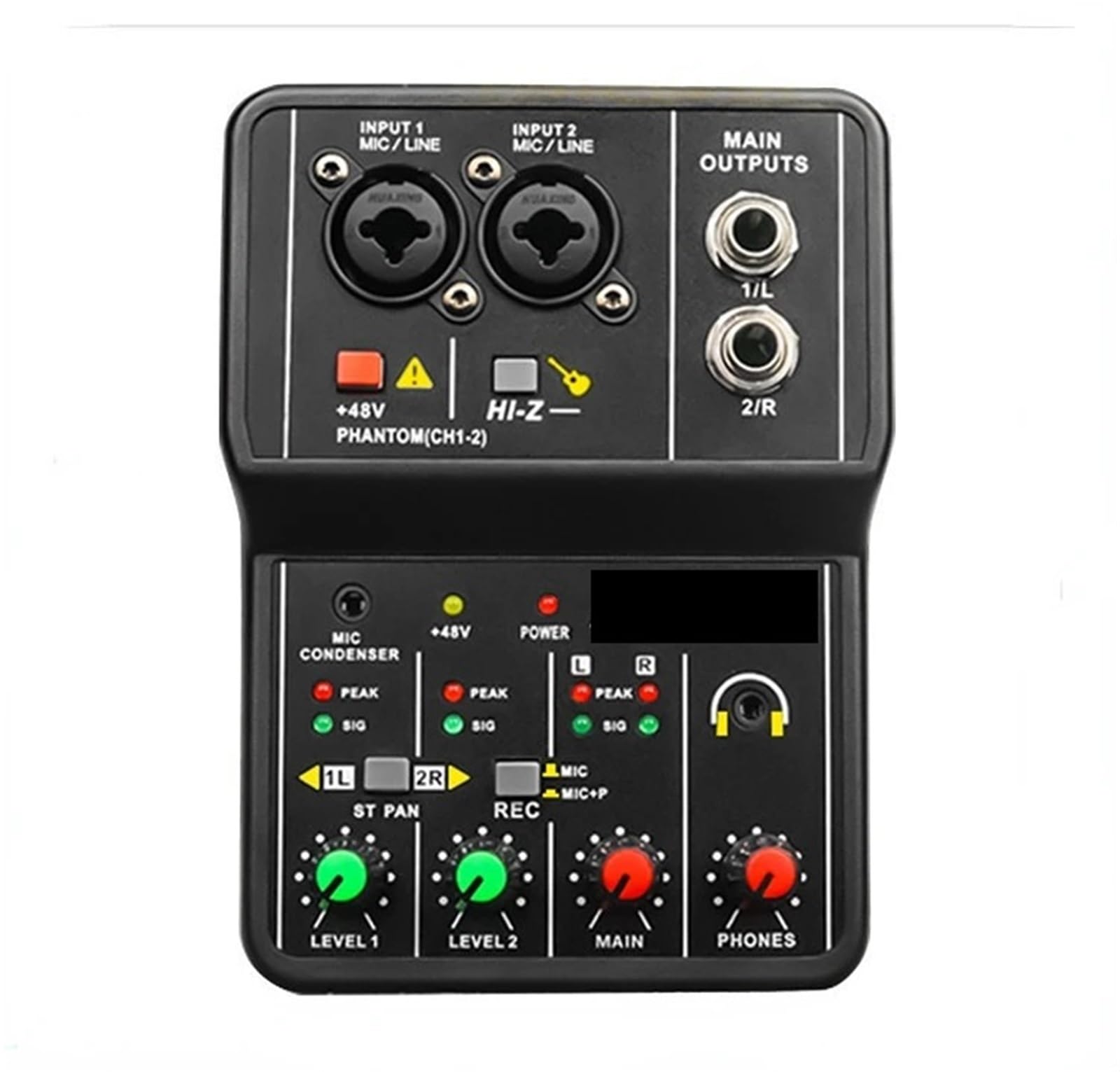2 Channel DJ Mixer Console Interface, Sound Card Portable for DJ Live Broadcasting