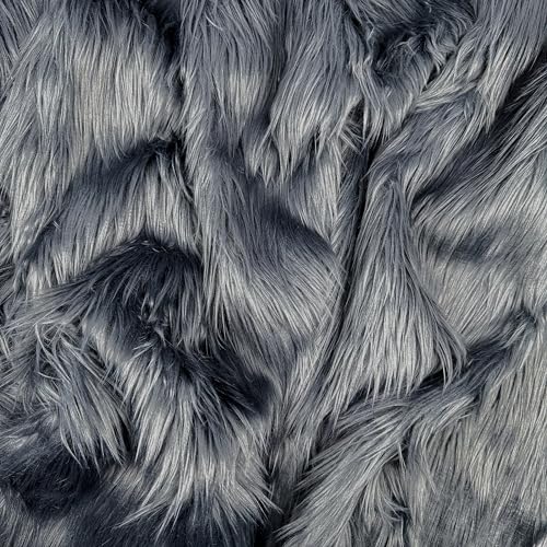Barcelonetta - Faux Fur Fabric - Soft & Plush - Costume, Upholstery, Decoration, Sewing Material - Fluffy, Fuzzy - Shaggy, Long Pile (Dark Grey, Half Yard)