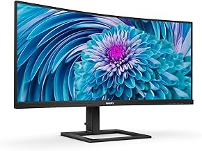 Philips Monitors 346E2CUAE - 34 inch WQHD Curved Monitor, 100Hz, 1ms, VA, USB-C Dock, Speakers , Height Adjust (3440 x 144...