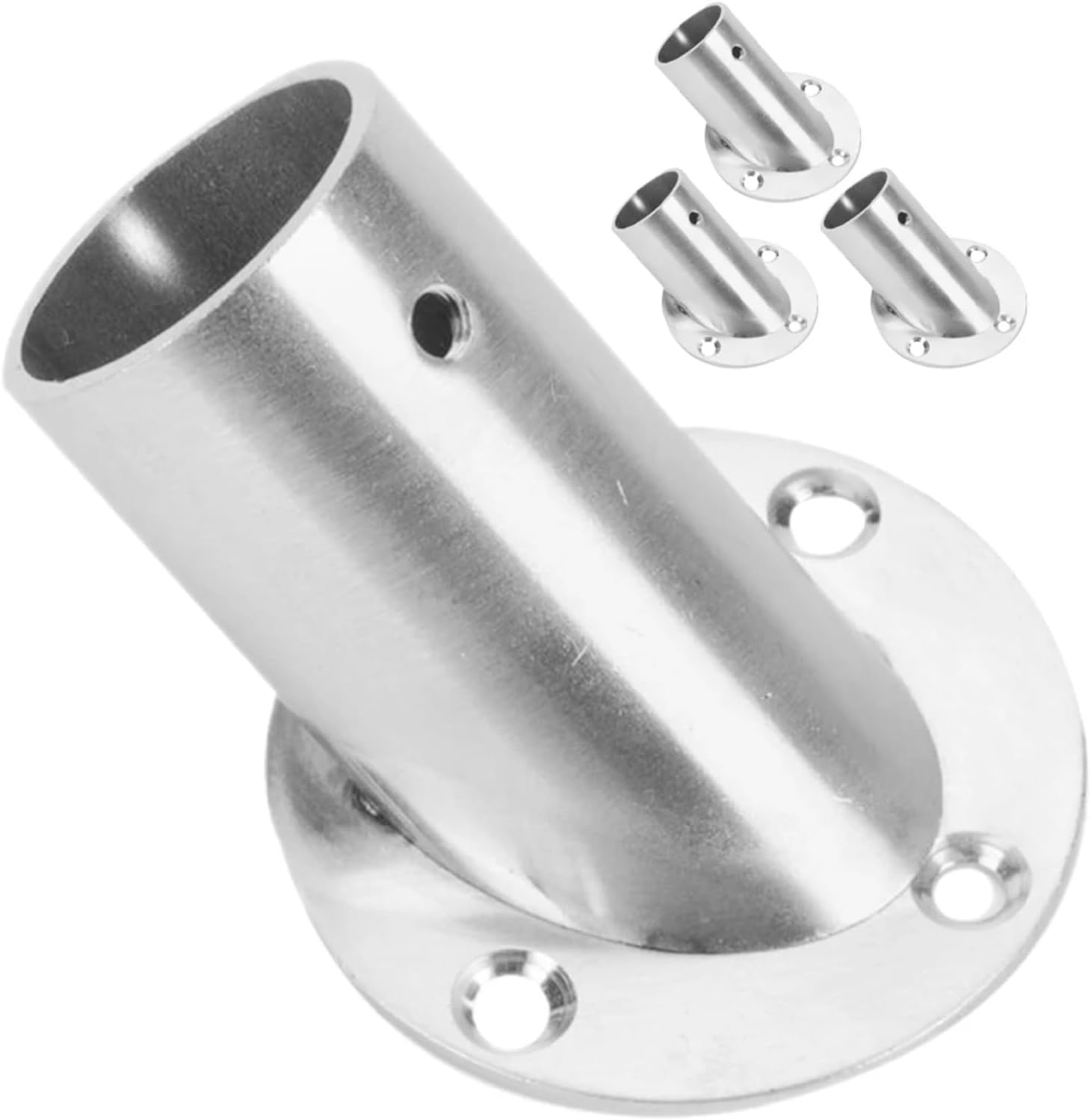 Closet Rod Bracket Angled Clothes Rail Closet Rod Holder Metal Flange Bracket Dowel Support Stainless Steel Curtain Pole Shower Brackets(14pcs)