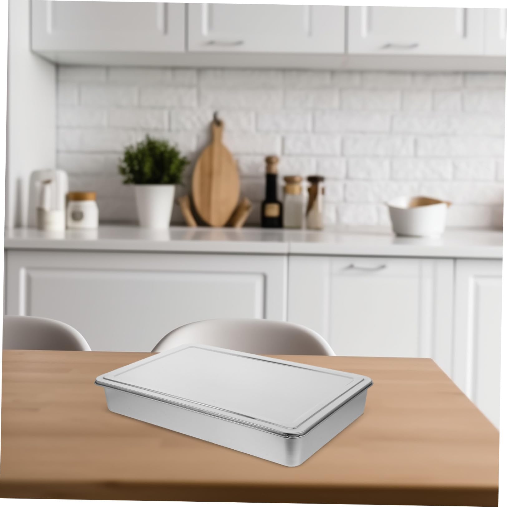 Toyvian Teglia Padella da Forno Rettangolare 43x28x6 Cm in Acciaio Inox con Coperchio con Bordi Arrotondati per Torte, Brownies e Verdure, per Picnic e Conservazione Alimenti