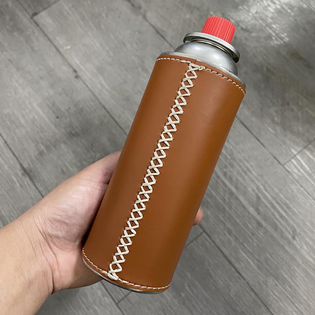 2 Stück Gaskartuschenhülle Aus Leder - Tragbare Schutzhülle Für Gasflaschentanks, Camping Zubehör Für Outdoor, Picknick Und Reisen