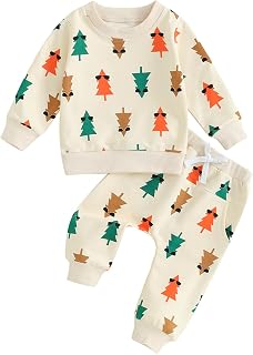 Baby Boy Girl Christmas Outfits Snowman Print Long Sleeve Sweatshirts and Long Pants 2Pcs Toddler Fall Clothes