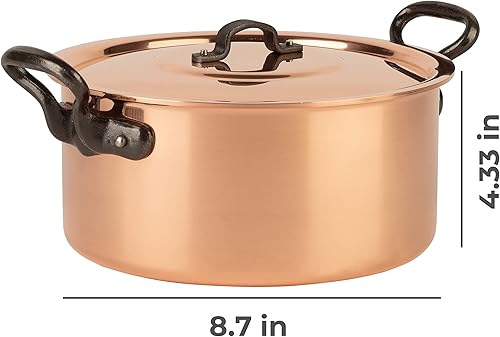 Miniatura 6 de Cuisine Romefort  olla de cobre estañado con asas y tapa de hierro fundido  olla tradicional de cobre macizo  olla de Francia ideal para sopas y