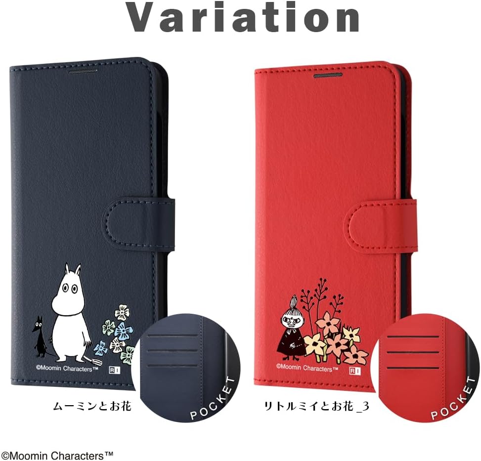 イングレム Ingrem Galaxy S24 (SC-51E SCG25) Case Moomin Notebook Type Leather Case Simple Magnet Moomin Valley My Little My and Flowers Galaxy S 24 IJ-AGS24ELC1R/MT47