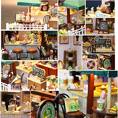 Hosdiy DIY Puppenhaus Bausatz Holz - Café Miniatur Haus Bausatz mit Möbeln , Musik, LED-Licht - Geschenk für Erwachsene… – Bild 5