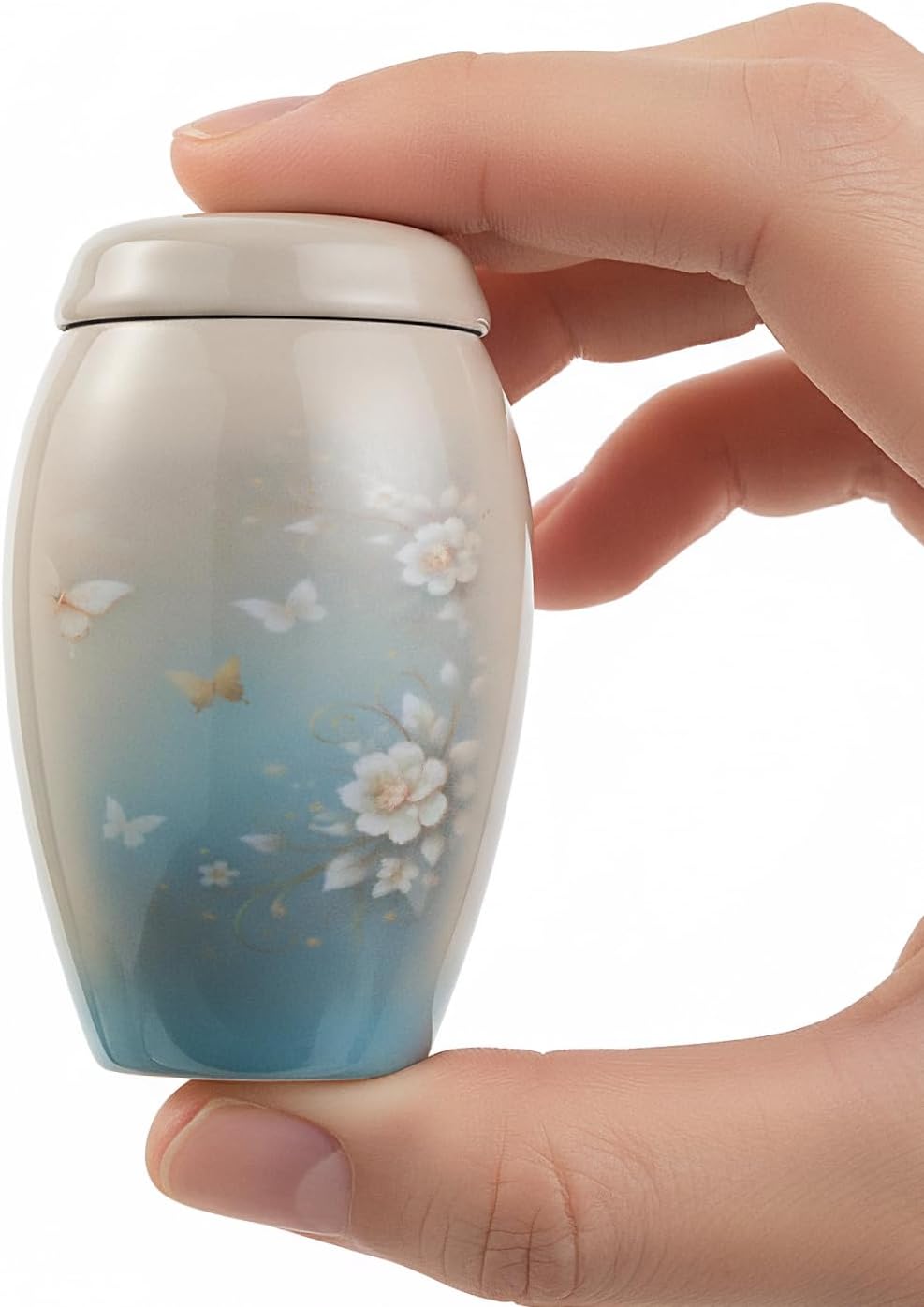 Small Keepsake Cremation Urn for Ashes - Beautiful Mini Memorial Urn with Velvet Box & Bag