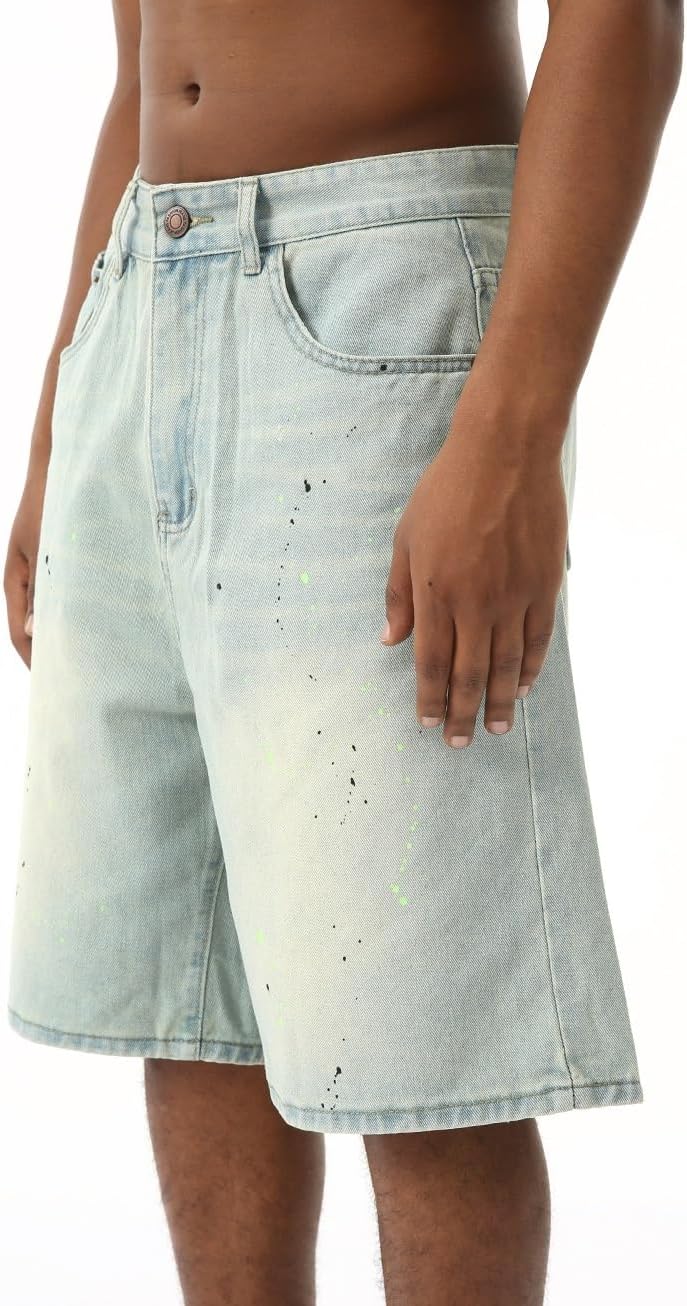 EMMIOL Baggy Jorts Men Jean Shorts Summer, y2k Grunge Denim Shorts Vintage Distressed Loose Fit Streetwear - Image 2