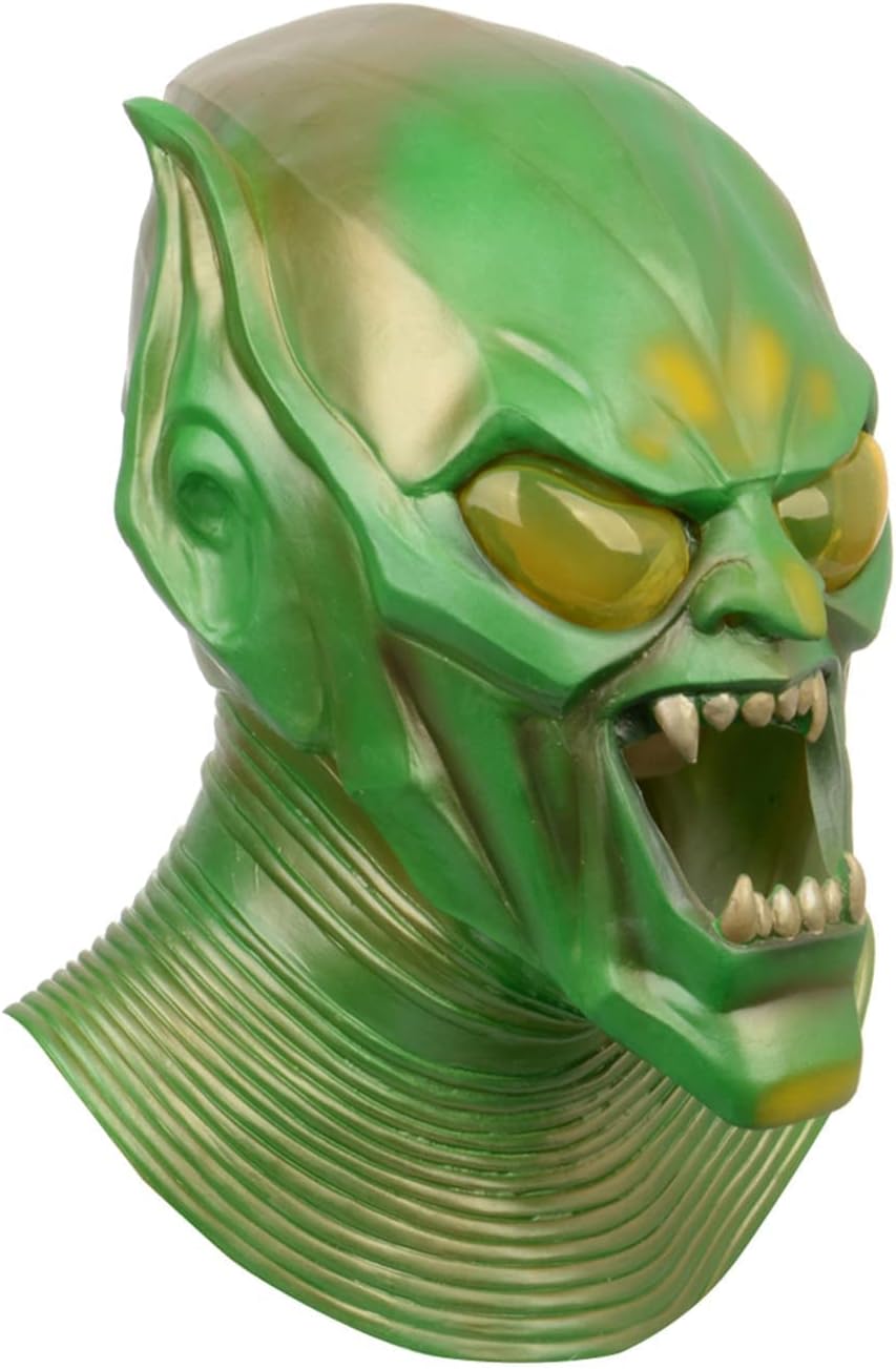 RRANYF Goblin Costume,Latex Green Mask for Cosplay Party Birthday Halloween Christmas Adult - Image 2