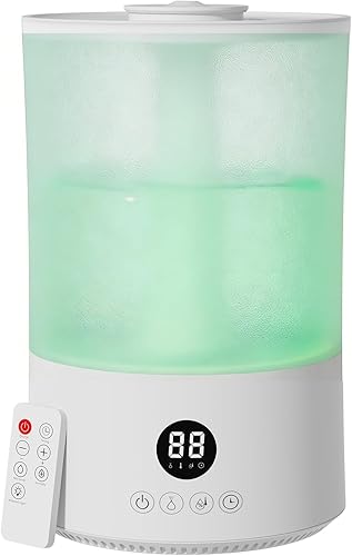 Miniatura 8 de Humidificador de habitación grande, humidificadores de niebla fría de 2.4 galones para dormitorio, 9 L, alta capacidad, 24 dB, humidificador de aire