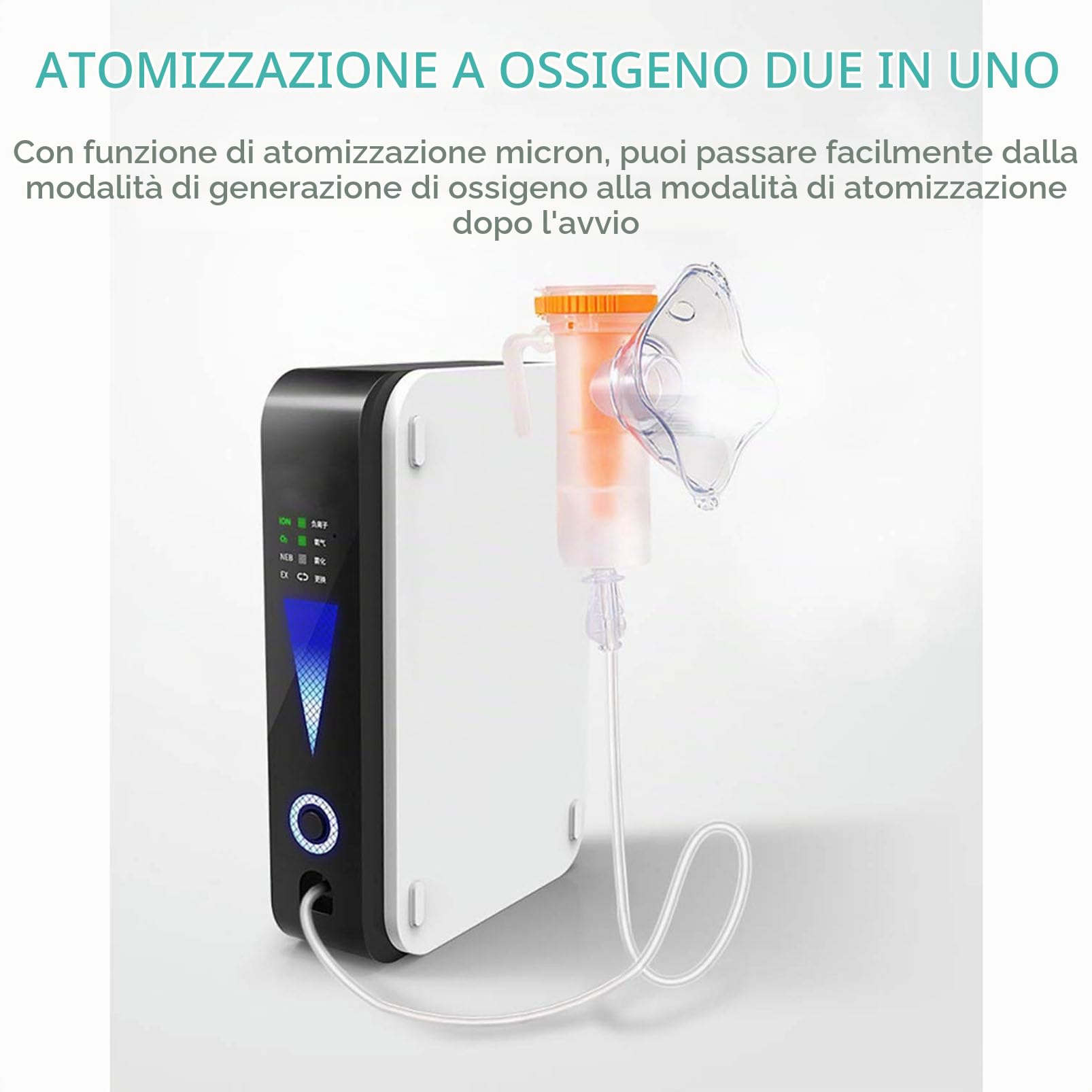Mini Concentratore di Ossigeno, Generatore Concentratore di Ossigeno Portatile, Macchina per Purificare l'aria ad Elevata Purezza al 93% per Viaggi Auto e Uso Domestico