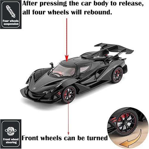 Miniatura 5 de Vehículos coleccionables de aleación negra IE 124 de juguete con luces y sonidos