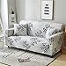 HOTNIU Stretch Sofa Cover Printed Couch Covers Sofa Slipcovers for 3 Cushion Couches Elastic Universal Furniture Protector with 1 Pillowcase (Large, Cyan Grey Leaves)
