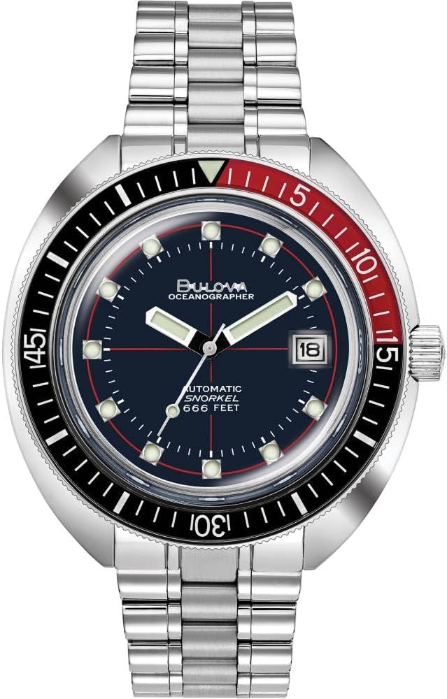 Bulova Oceanographer Automatic Mens Stainless Steel Devil Diver Silver-Tone (Model: 98B320)