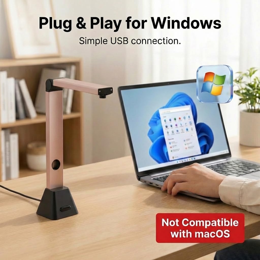 Escáner de Documentos Portátil A3 13MP OCR 130 Idiomas Aplanamiento de Curvas USB