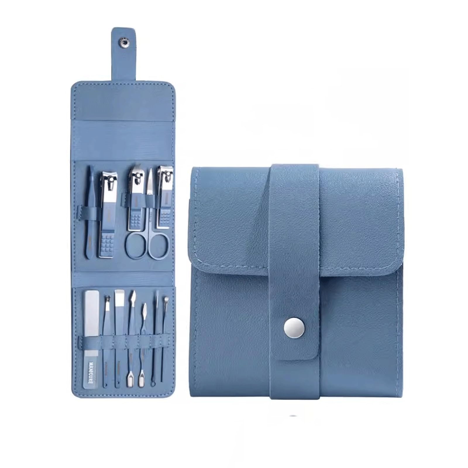 Set de Almacenamiento de cortauñas con Estuche, Herramientas de pedicura Profesionales for Mujer, Lima uñas for pulir Cejas y cortaúñas, Juego Cuidado Personal(Blue)