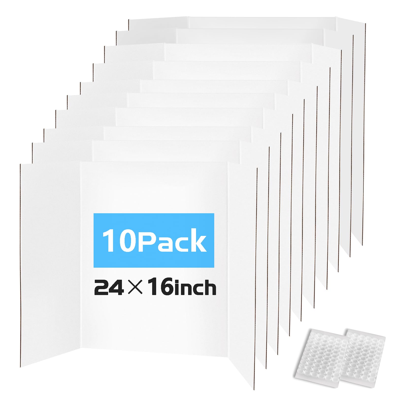 Doubleggs 10 Pack Small Trifold Poster Board 24"x16", Presentation Boards for School Projects, Science Fairs, Office Presentations