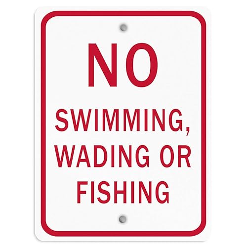 Aluminum Vertical Metal Sign Multiple Sizes No Swimming Wading Or