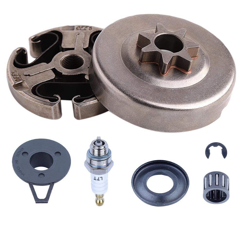 JINGERL .325" 7 Spline Clutch Drum Assembly Sprocket Kit For Husqvarna 362 365 371 372 372XP 385 570 575XP Replace 503 93 95-71