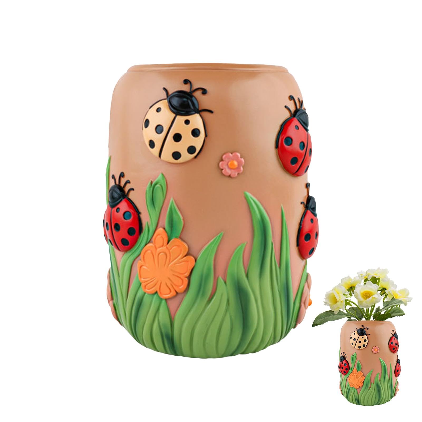 Vase et pot de fleur coccinelle décoratif pour plantes et bonsaï de jardin