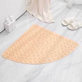 Alfombrilla de ducha antideslizante de goma antibacteriana para bañera o ducha, color amarillo claro, 80 x 80 cm
