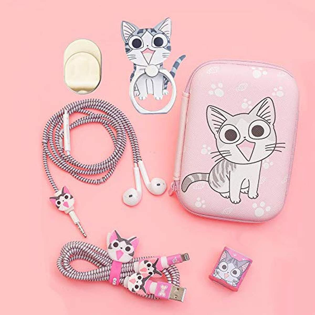 ZOSTLAND DIY Protector Data Cable USB Charger Line Earphone Wire Saver Organizer Compatible with iPhone 14 13 12 11 Pro Max XS XR X 8 Plus iPad iPod iWatch (Advanced Styles, Sweet Home Cat)