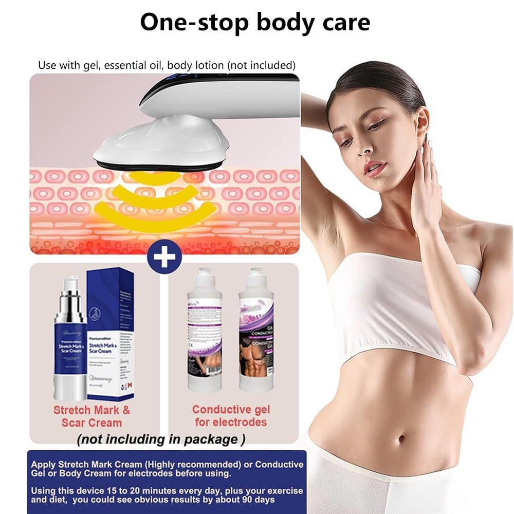 Appareil Anti-Cellulite sans Fil 4-en-1 avec Fonction Raffermissante et Sculpteur Corporel pour Ventre, Taille, Bras, Fessier et Jambes